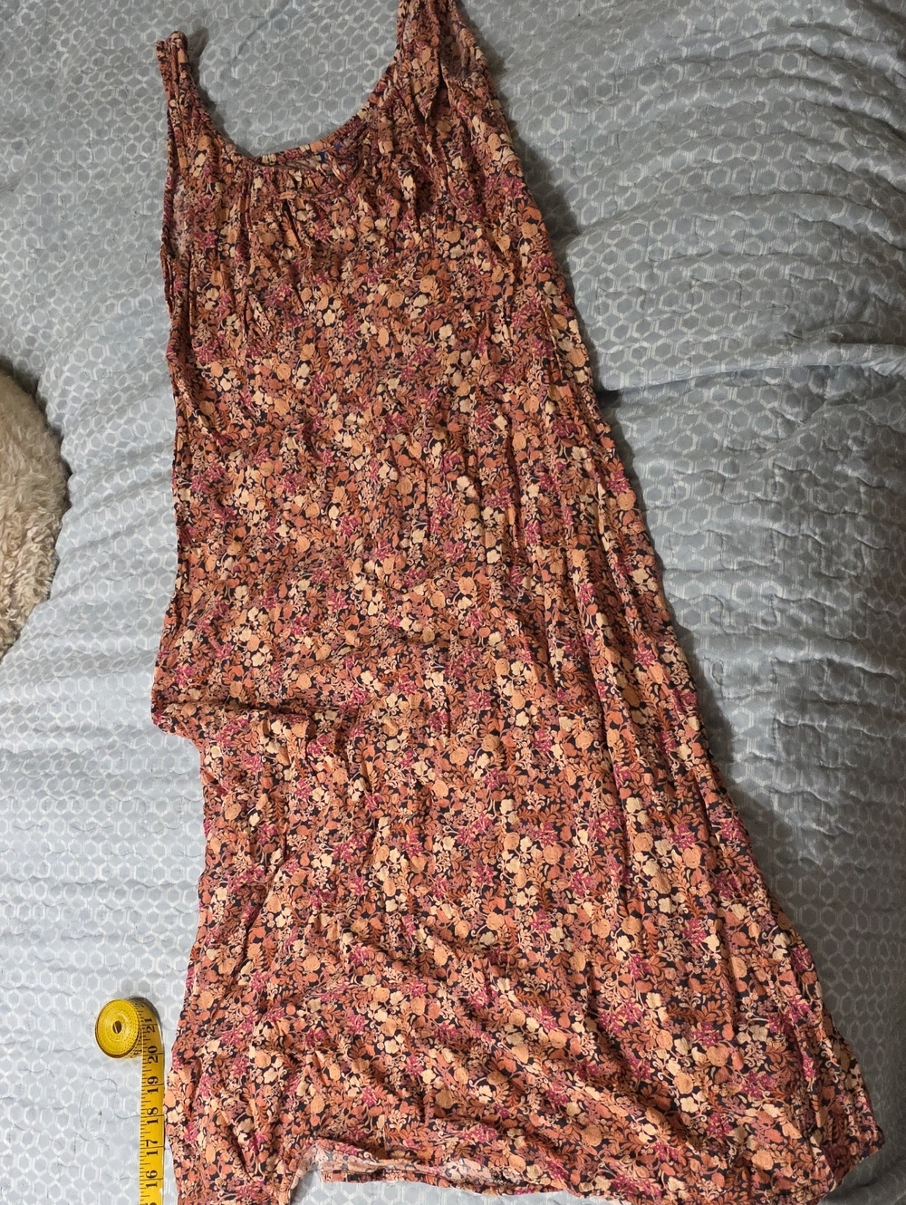 Old Navy Pink and Tan Floral Midi Dress-Skirt